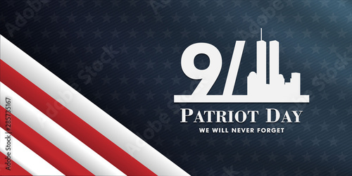 patriot day background, September 11, we will never forget, united states flag posters, modern design vector illustration