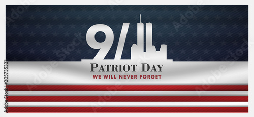 patriot day background, September 11, we will never forget, united states flag posters, modern design vector illustration