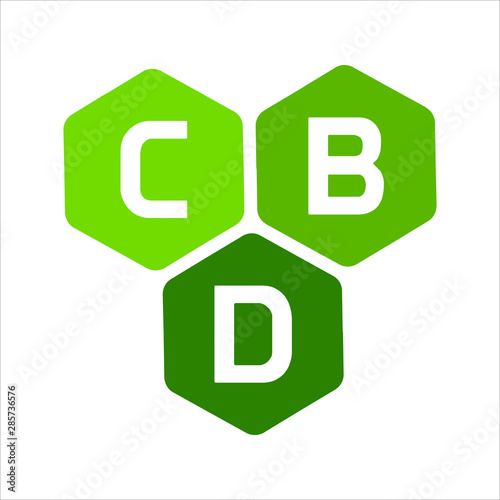 Letter CBD as Cannabidiol. Vector logo.