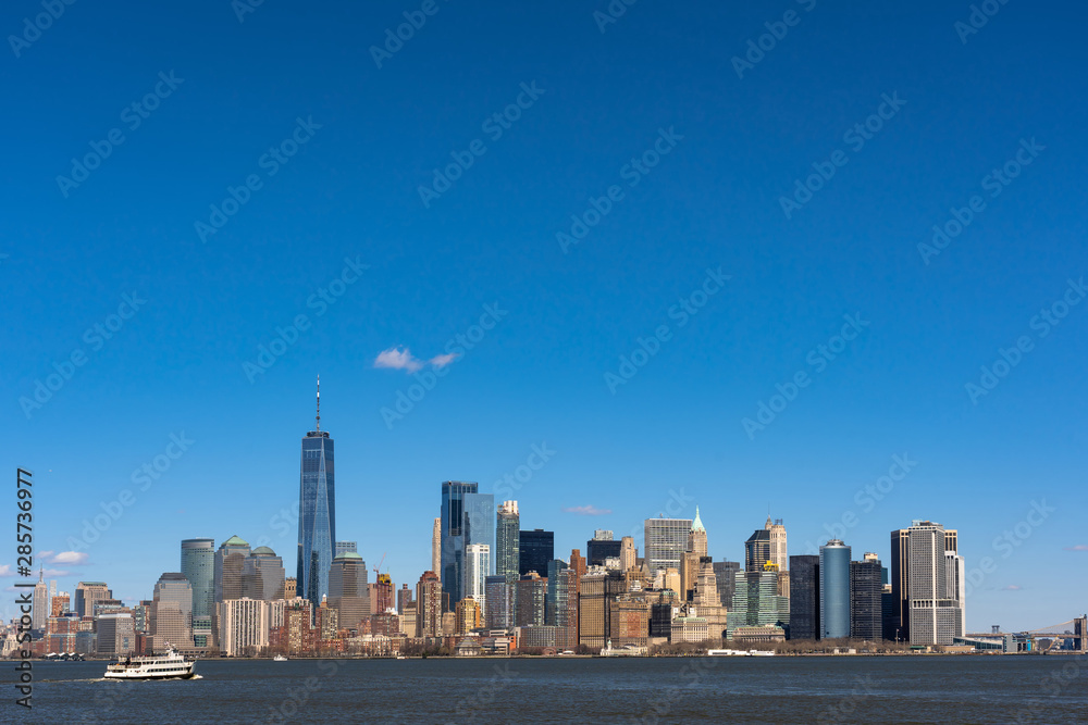 Scene of New york cityscape river side which location is lower manhattan,Architecture and building with tourist concept Scene of New york cityscape river side which location is lower manhattan,Architecture and building with tourist concept