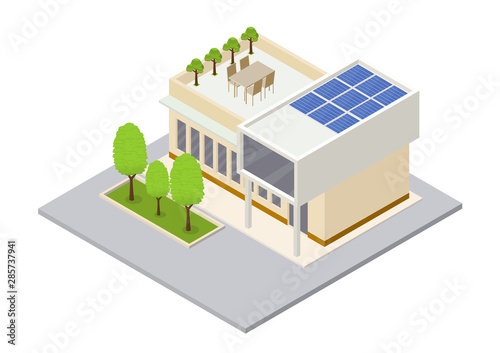 Modern green eco house with solar panels © syafak