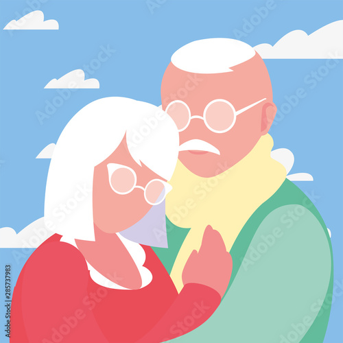 happy grandparents day flat design