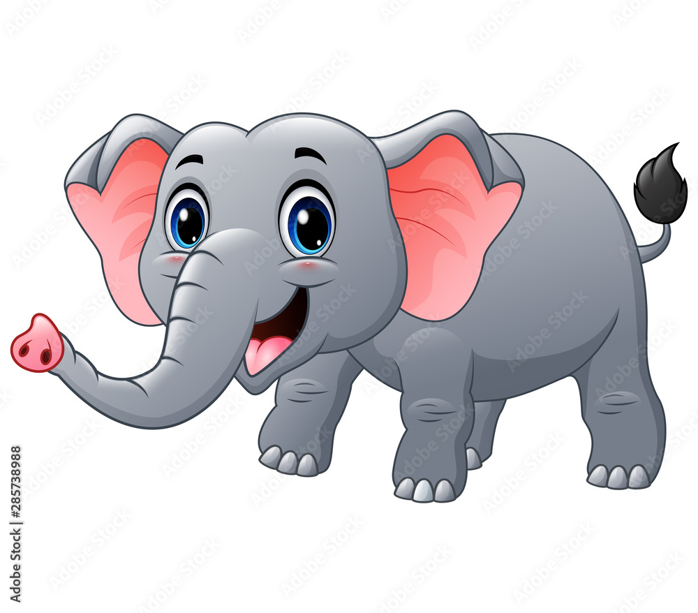 Happy elephant cartoon on a white background