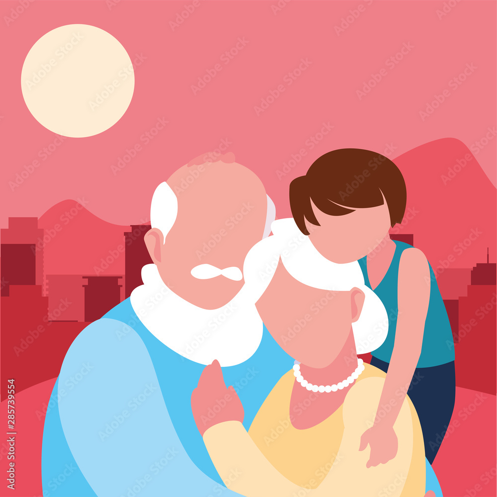 happy grandparents day flat design