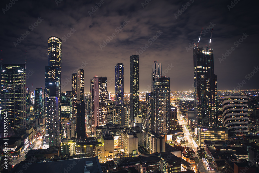 Fototapeta premium Melbourne City Skyline w nocy