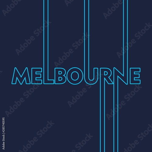 Image relative to Australia travel theme. Melbourne city name in geometry style design. Creative vintage typography poster concept.