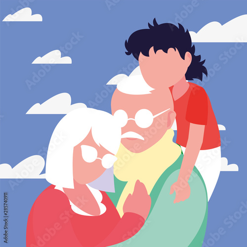 happy grandparents day flat design