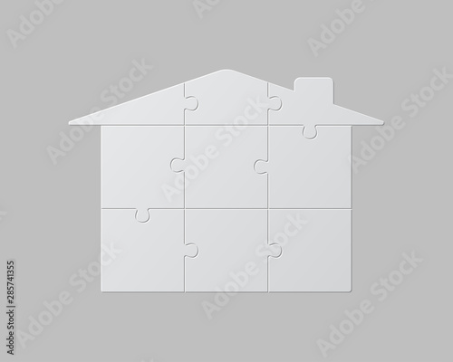House puzzle jigsaw pieces nine option infographic