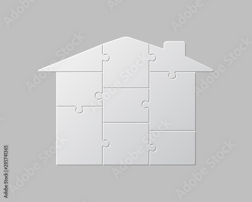House puzzle jigsaw pieces nine option infographic
