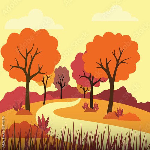 autumn scenery vector illustration