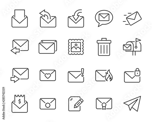 set of mail icons, send, contact, e-mail, news
