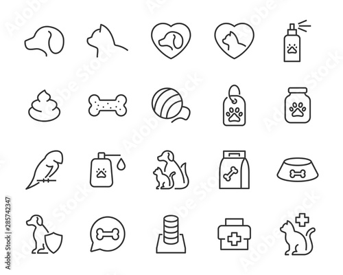 set of pet icon, dog, cat, puppy