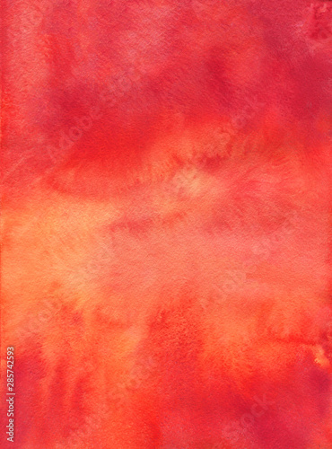 Abstract hand painted red watercolor background.