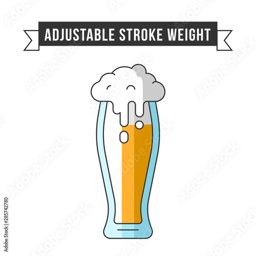 WebSimple flat design linear minimalistic vector icon illustrated with colorful detailes. Pinta of craft beer in glass mug with foam and drops. Oktoberfest icon symbol.
