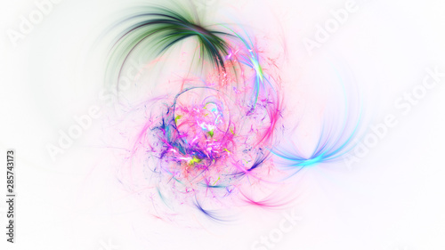 Abstract transparent pink and blue crystal shapes. Fantasy light background. Digital fractal art. 3d rendering. © Klavdiya Krinichnaya