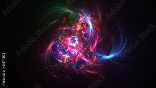 Abstract transparent pink and blue crystal shapes. Fantasy light background. Digital fractal art. 3d rendering.