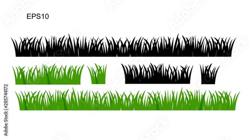 Set of isolated green grass design flat vector illustration on white background