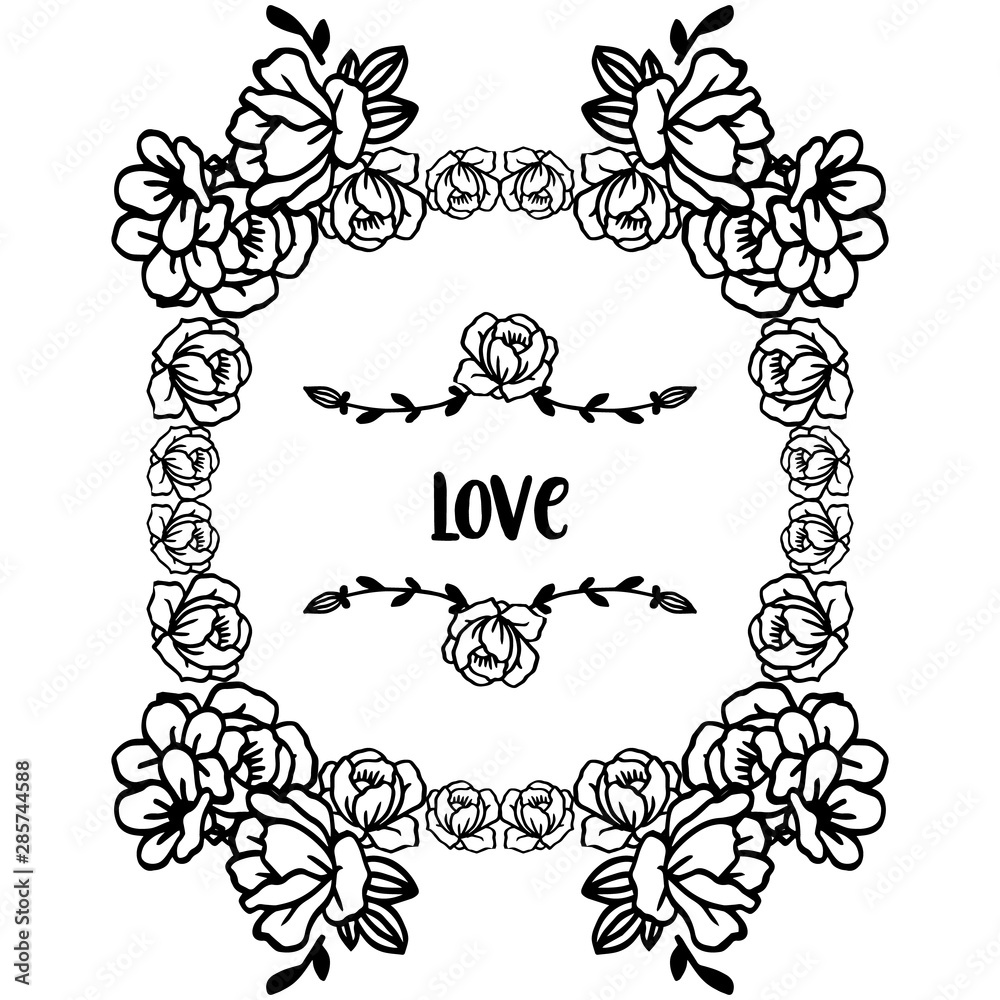 Template of card love, with beautiful wallpaper leaf floral frame. Vector