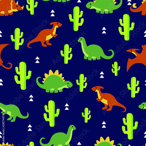 Seamless pattern Dino Family design for background  wallpaper  clothing  wrapping  fabric