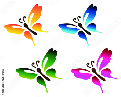 Set of different multicolored butterflies. Collection colorful vector butterflies for design. Vector illustration
