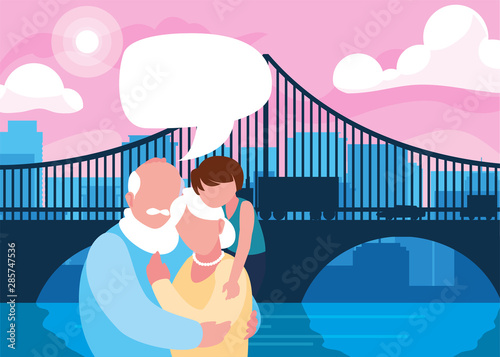 happy grandparents day flat design