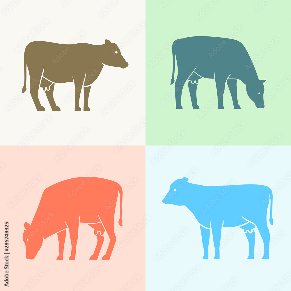 Set of Cow logo. Icon design. Template elements