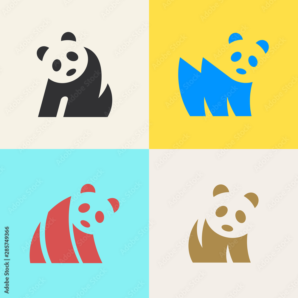 Set of Panda logo. Icon design. Template elements Set of Panda logo. Icon design. Template elements