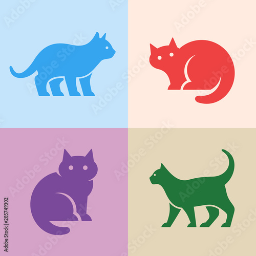 Set of Cat logo. Icon design. Template elements