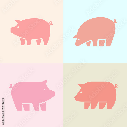 Set of Pig logo. Icon design. Template elements © Nataliia