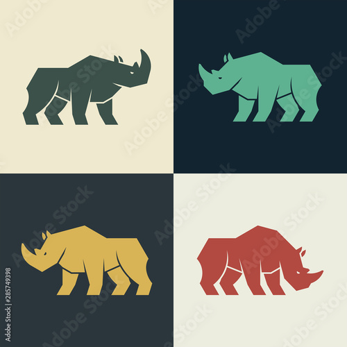 Set of Rhinoceros Logo. Icon design. Template elements