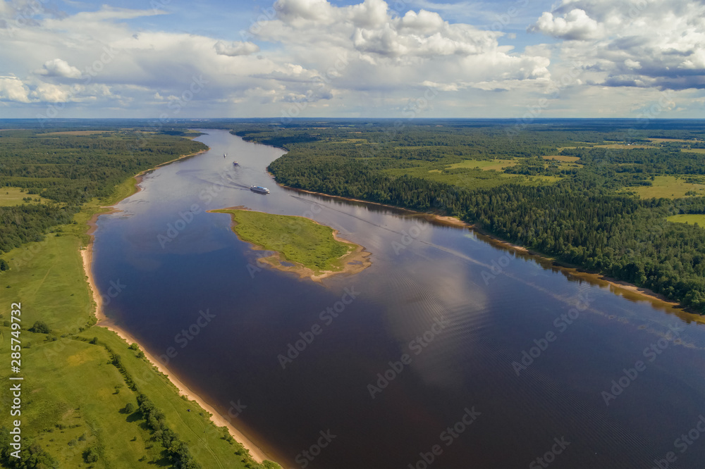 Volga expanses (aerial photography). Yaroslavl region, Russia
