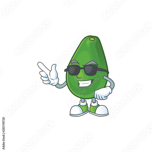 Super cool cute avocado cartoon on white background