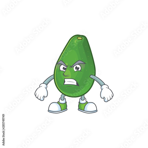 Scream cute avocado cartoon on white background