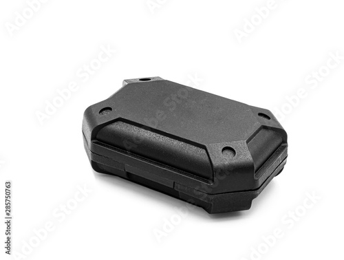 Black plastic box. Shockproof box. Multi Purpose box isolated on white background.