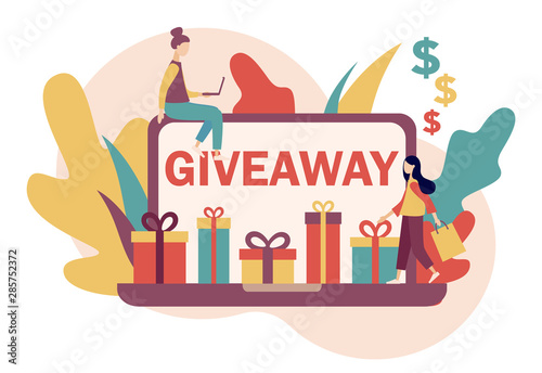 Giveaway marketing concept set. Flat cartoon style. Vector illustration