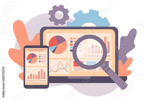 SEO Search Engine Optimization concept set. Flat cartoon style. Vector illustration
