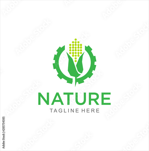 Corn Industry Logo  Nature Vector Illustration Stock Vector. Corn Tech Logo Design Template