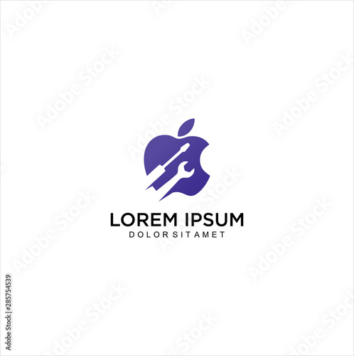 Apple Service Center Logo Icon Design Vector . Apple Tech Logo Design Vector Stock