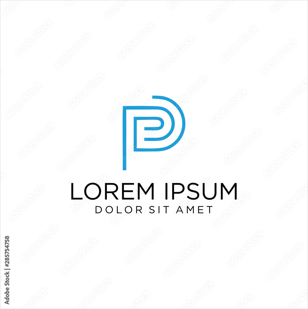 P Letter Logo Initial Line Art Outline Monoline. Simple Alphabet Initial P Logo Design Template