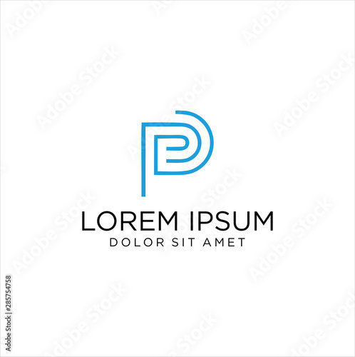 P Letter Logo Initial Line Art Outline Monoline. Simple Alphabet Initial P Logo Design Template © blueberry 99d