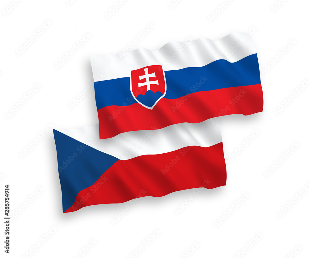 Flags of Czech Republic and Slovakia on a white background