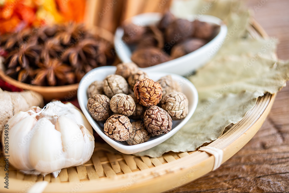 A plate of Chinese food commonly used spicy cooking seasoning spices, tofu close-up A plate of Chinese food commonly used spicy cooking seasoning spices, tofu close-up