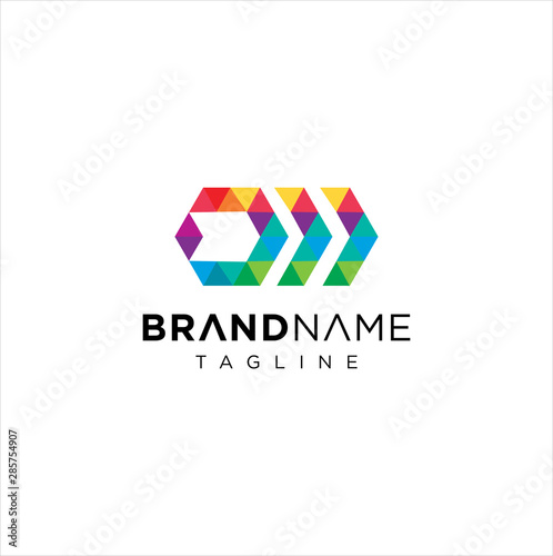 Free Download Hexagon Colorful Arrow Polygon Logo Icon Design. Cube Logo Design Template - GFXLoad