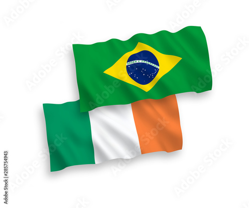 Flags of Ireland and Brazil on a white background