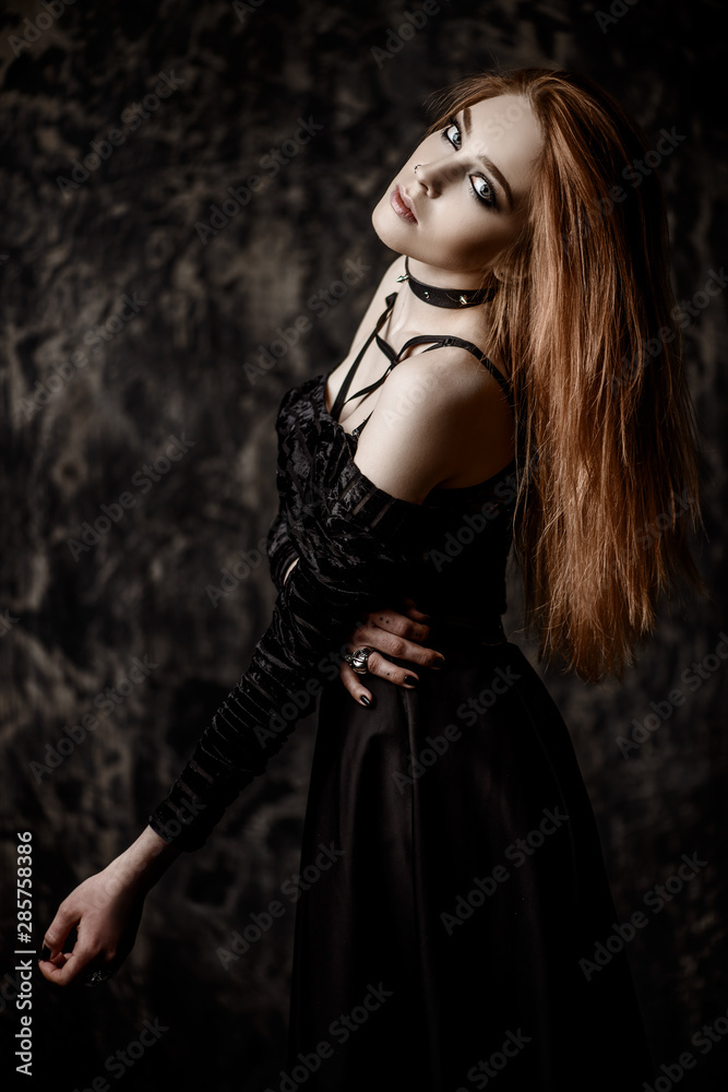 Fototapeta premium woman in black gothic dress