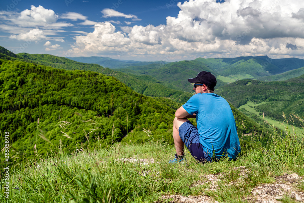 Man looking from hill Zniev, Slovakia Man looking from hill Zniev, Slovakia