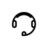 headset Icon with outline style isolated on white background