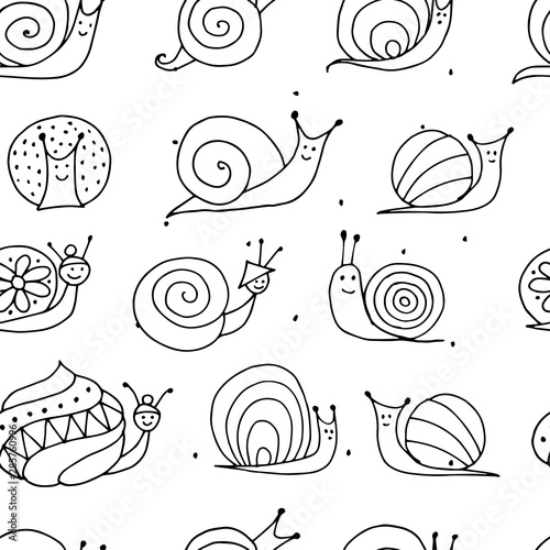 Funny snails, seamless pattern for your design