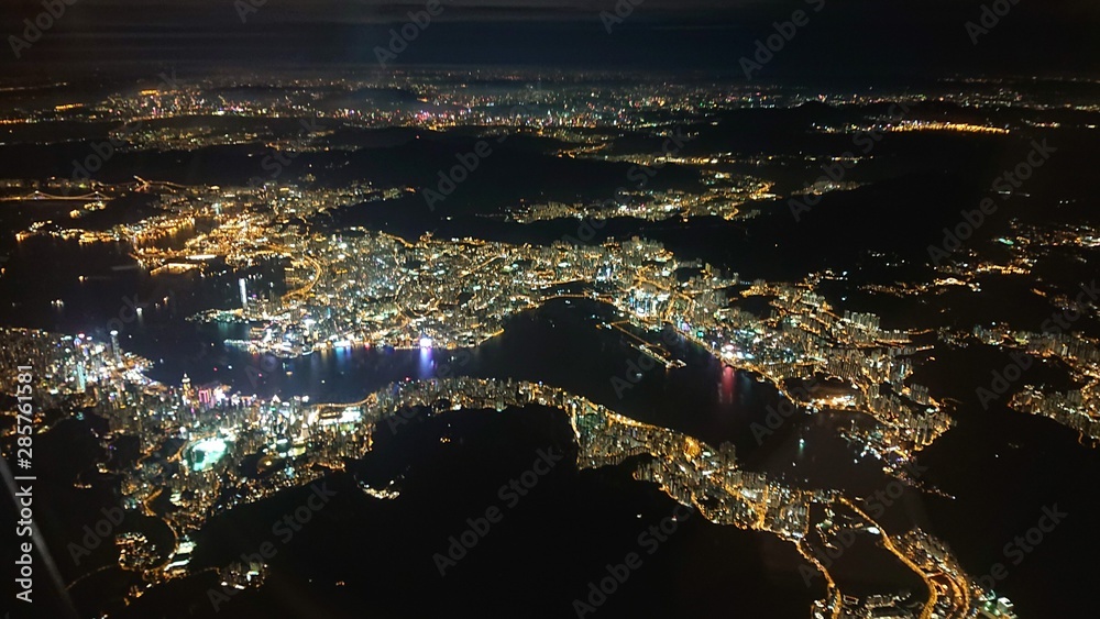 香港　香港島上空から北方面をのぞむ