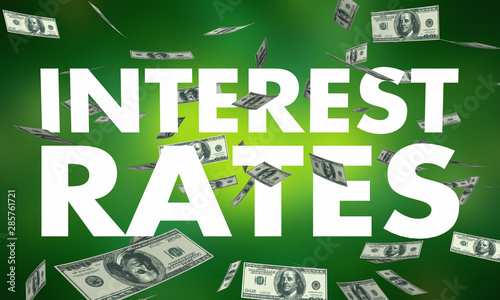 Interest Rates Falling Save Money Words 3d Illustration
